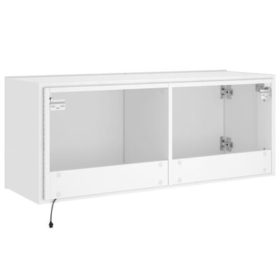 vidaXL Vegghengt TV-benk med LED hvit 100x35x41 cm