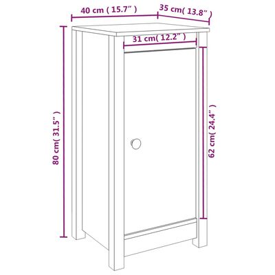 vidaXL Skjenk honningbrun 39x35x80 heltre furu