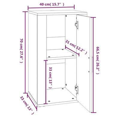 vidaXL Skjenk høyglans hvit 40x33x70 cm konstruert tre