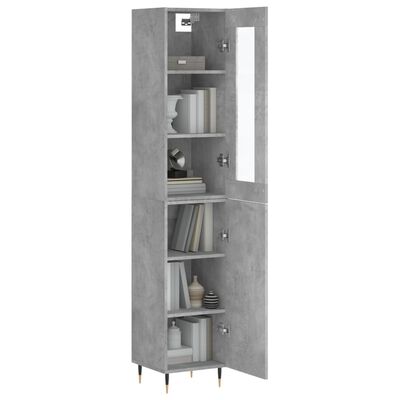 vidaXL Highboard betonggrå 34,5x34x180 cm konstruert tre