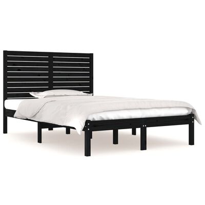 vidaXL Sengeramme svart heltre 140x190 cm