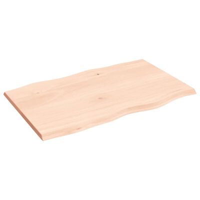 vidaXL Bordplate 80x50x2 cm ubehandlet heltre eik naturlig kant