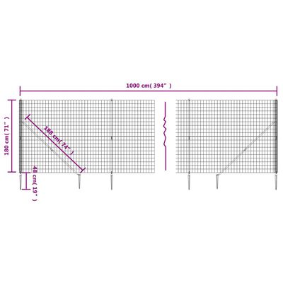 vidaXL Nettinggjerde med stolpespyd grønn 1,8x10 m