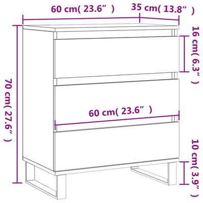 vidaXL Skjenk grå sonoma 60x35x70 cm konstruert tre