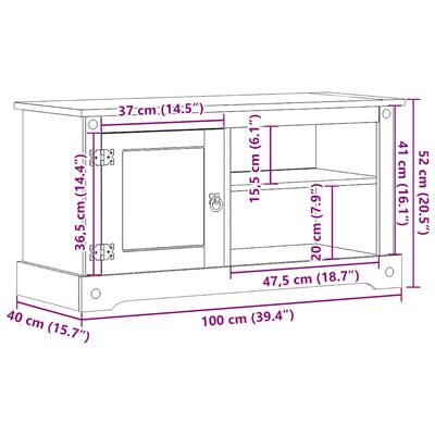 vidaXL TV-benk Corona 100x40x52 cm heltre furu