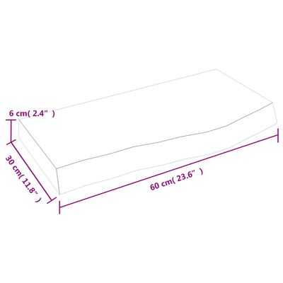 vidaXL Benkeplate til bad 60x30x6 cm ubehandlet heltre