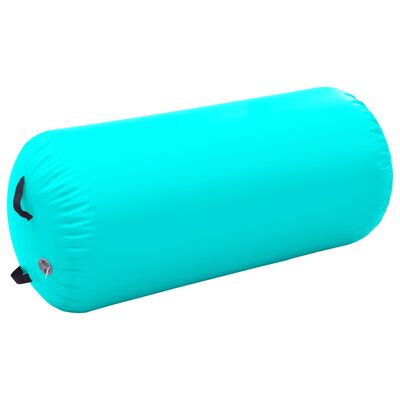 vidaXL Oppblåsbar gymnastikkrull med pumpe 120x75 cm PVC grønn