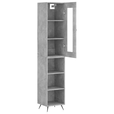 vidaXL Highboard betonggrå 34,5x34x180 cm konstruert tre