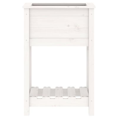 vidaXL Plantekasse med hylle hvid 54x34,5x81 cm heltre furu