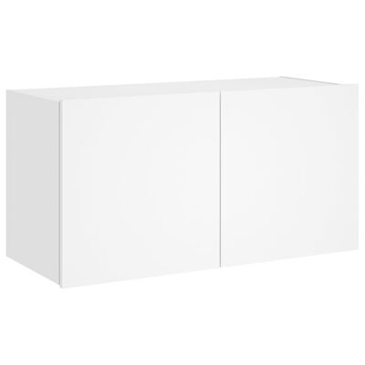 vidaXL Vegghengt TV-benk med LED hvit 80x35x41 cm