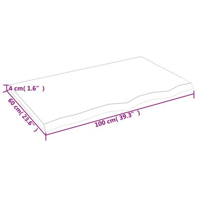 vidaXL Benkeplate til bad 100x60x4 cm ubehandlet heltre