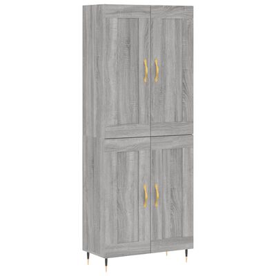 vidaXL Highboard grå sonoma 69,5x34x180 cm konstruert tre