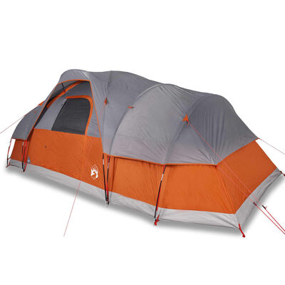 vidaXL Kuppeltelt for camping 11 personer grå og oransje vanntett