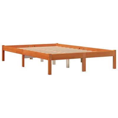 vidaXL Sengeramme uten madrass voksbrun 120x200 cm heltre furu