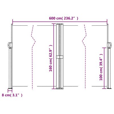 vidaXL Uttrekkbar sidemarkise 160x600 cm blå