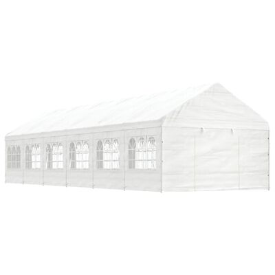 vidaXL Paviljong med tak hvit 13,38x4,08x3,22 m polyetylen