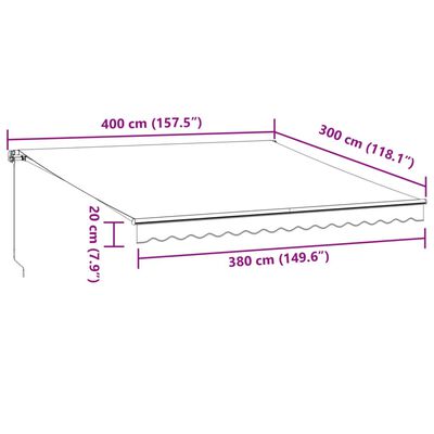 vidaXL Manuell uttrekkbar markise brun 400x300 cm