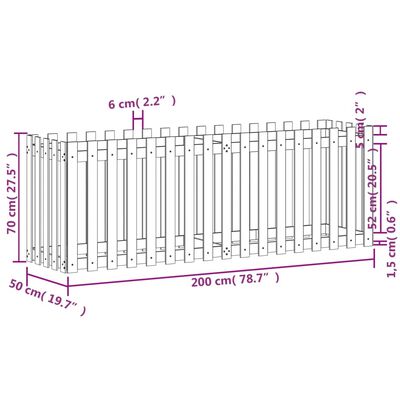 vidaXL Høybed med gjerdedesign svart 200x50x70 cm heltre furu