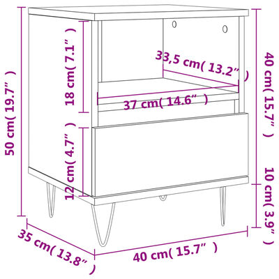 vidaXL Nattbord 2 stk røkt eik 40x35x50 cm konstruert tre