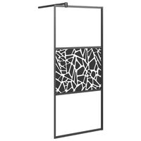 vidaXL Dusjvegg 80x195 cm ESG-glass med steindesign svart