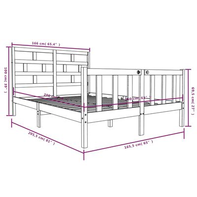 vidaXL Sengeramme heltre furu 160x200 cm