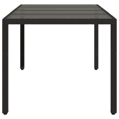 vidaXL Hagebord med glassplate svart 190x90x75 cm polyrotting