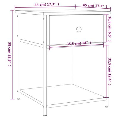 vidaXL Nattbord 2 stk brun eik 44x45x58 cm konstruert tre