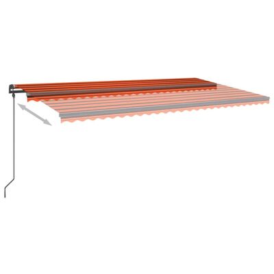 vidaXL Manuell uttrekkbar markise med LED 6x3 m oransje og brun