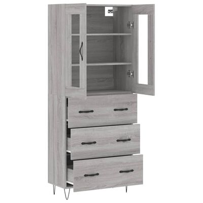 vidaXL Highboard grå sonoma 69,5x34x180 cm konstruert tre