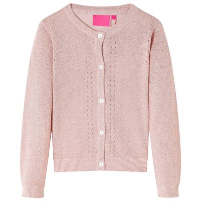 Cardigan for barn strikket myk rosa 128