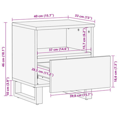 vidaXL Nattbord 2 stk 40x34x46 cm gjenvunnet heltre