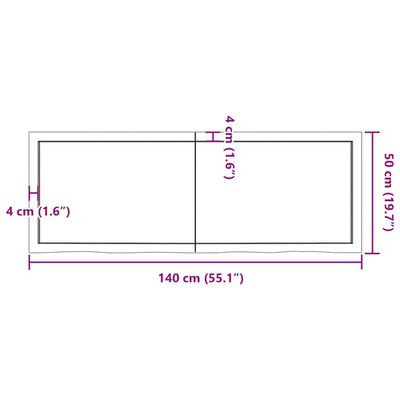 vidaXL Vegghylle mørkebrun 140x50x(2-6) cm behandlet heltre eik