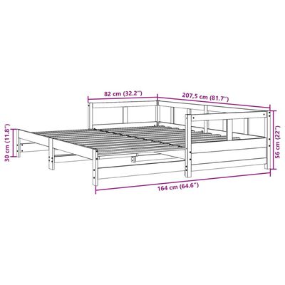 vidaXL Dagseng uten madrass voksbrun 80x200 cm heltre furu