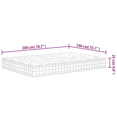 vidaXL Madrass med pocketfjær middels fast 140x200 cm