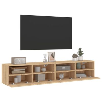 vidaXL Vegghengte TV-benker 2 stk hvit 80x30x30 cm konstruert tre