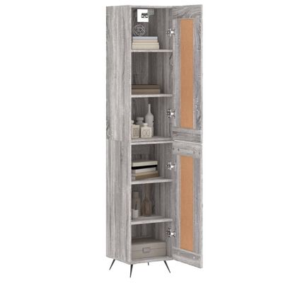 vidaXL Highboard grå sonoma 34,5x34x180 cm konstruert tre