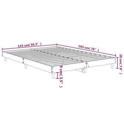 vidaXL Sengeramme uten madrass sonoma eik 140x190 cm konstruert tre