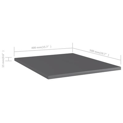 vidaXL Hylleplater 8 stk høyglans grå 40x50x1,5 cm konstruert tre