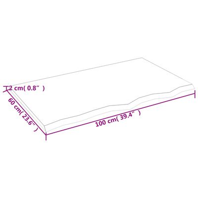 vidaXL Benkeplate til bad mørkebrun 100x60x2 cm behandlet heltre