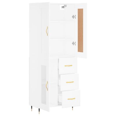 vidaXL Highboard hvit 69,5x34x180 cm konstruert tre