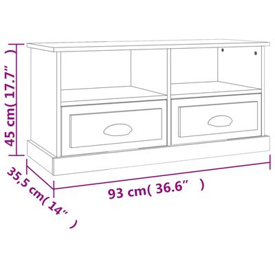 vidaXL TV-benk svart 93x35,5x45 cm konstruert tre