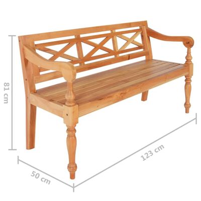 vidaXL Batavia-benk 123 cm heltre mahogni lysebrun