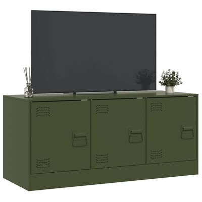 vidaXL TV-benk olivengrønn 99x39x44 cm stål