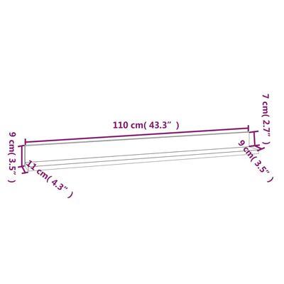 vidaXL Vegghyller 2 stk honningbrun 110x11x9 cm heltre furu