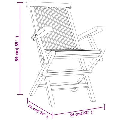 vidaXL Klappstoler 4 stk grå 56x61x89 cm heltre teak