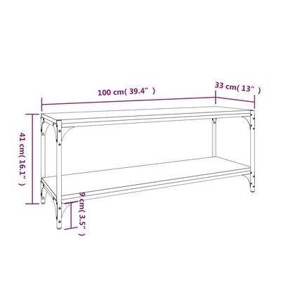 vidaXL TV-benk grå sonoma 100x33x41 cm konstruert tre og stål