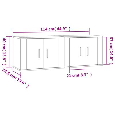 vidaXL Vegghengte TV-benker 2 stk betonggrå 57x34,5x40 cm