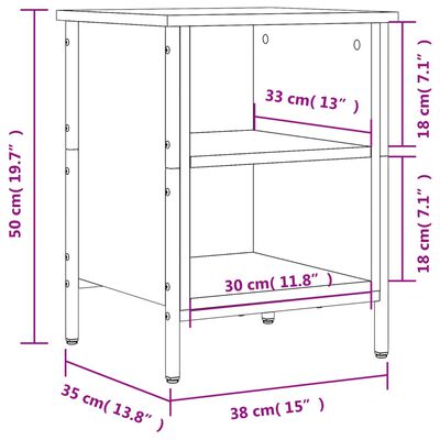 vidaXL Skoskap røkt eik 38x35x50 cm konstruert tre