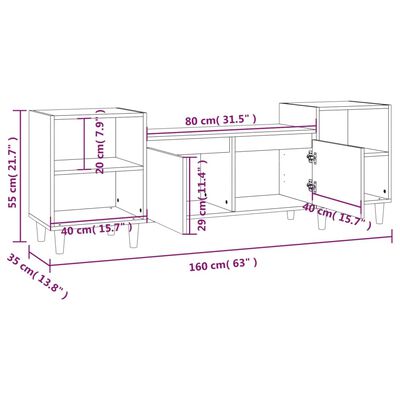 vidaXL TV-benk sonoma eik 160x35x55 cm konstruert tre