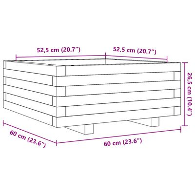 vidaXL Plantekasse voksbrun 60x60x26,5 cm heltre furu